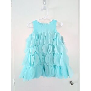 Cherokee Toddler Girls 2T Aqua Petal Tiered Sleeveless Dress Party Wedding New